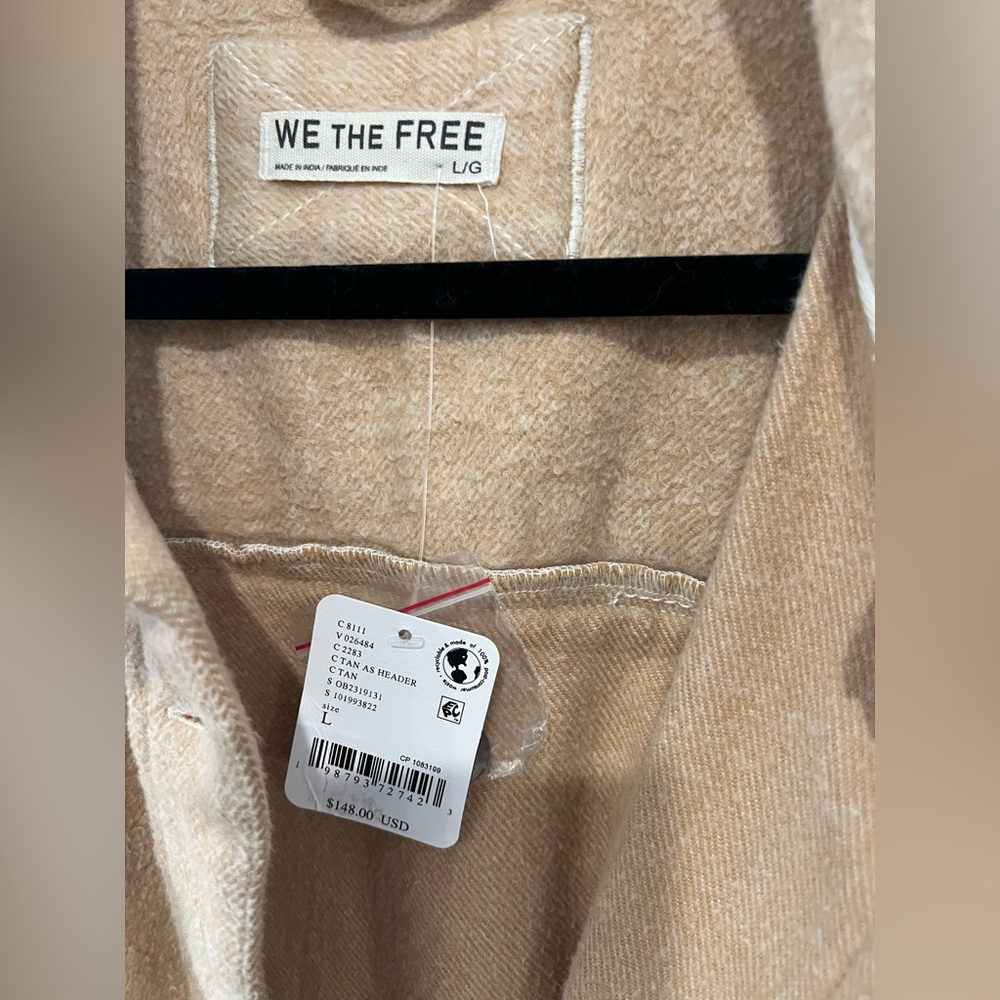 Free People We The Free Peached Twill Shirt Jacket, LARGE NWT - Picture 5 of 5